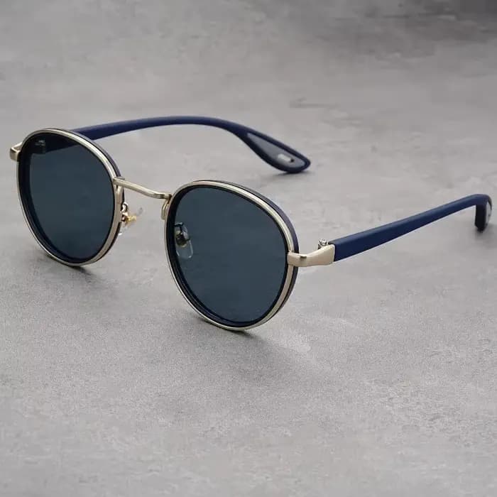 Lunettes de soleil rétro rondes dorées