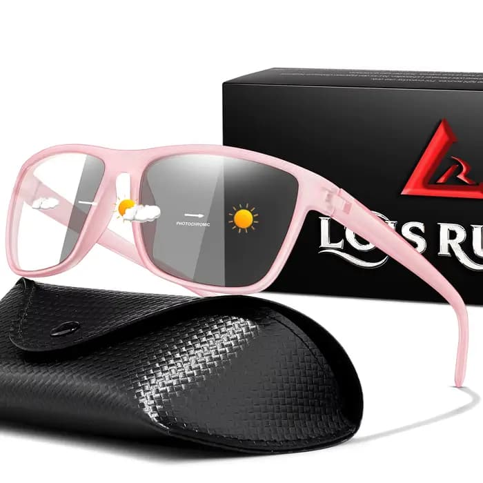 Lunettes de soleil photochromiques avec étui en PU pour hommes et femmes