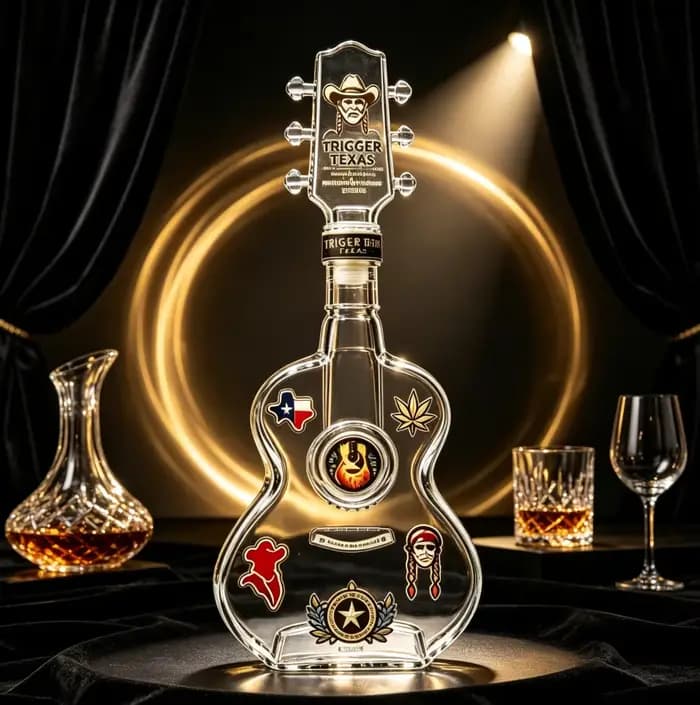 Carafe à whisky en verre vintage en forme de guitare, bouteille portable pour spiritueux et vin, conteneur de rangement, décoration artisanale de bureau pour bar, fête, table