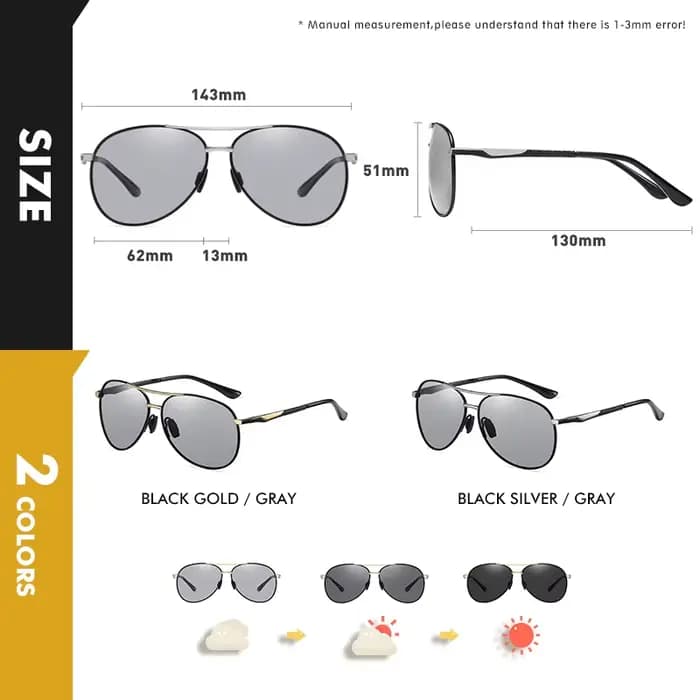 LIOUMO Aviation lunettes de soleil polarisées hommes