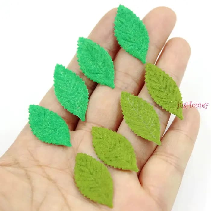 Feuilles vertes en feutre de laine pour bricolage, appliques en forme de cuir chevelu, fournitures de couture, accessoires d'artisanat, Noël, 30mm * 15mm, 100 pièces