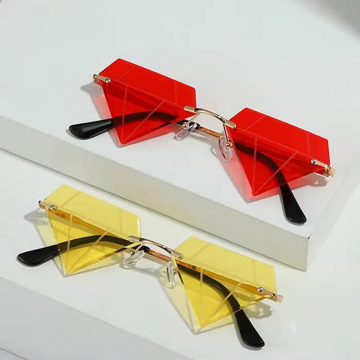 Lunettes de soleil en forme de diamant triangle pour femmes et hommes