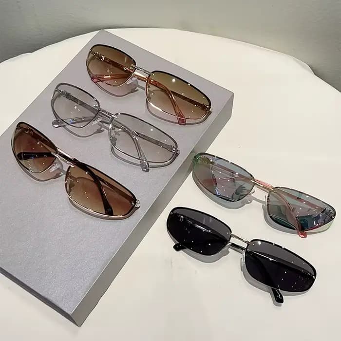 Lunettes de soleil argentées Y2K pour femmes