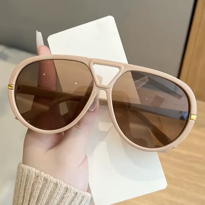 Lunettes de soleil ovales Orange à grande monture pour femmes