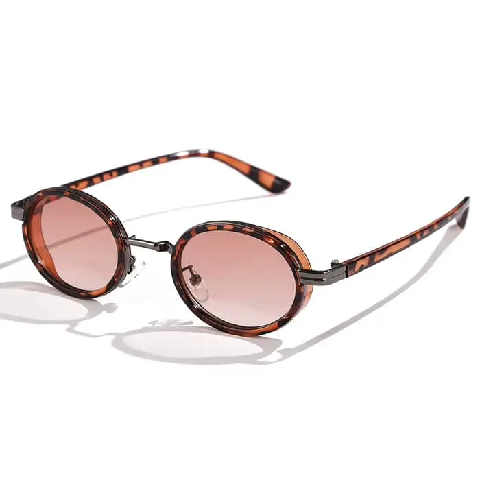 Lunettes de soleil ovales à monture métallique pour hommes et femmes