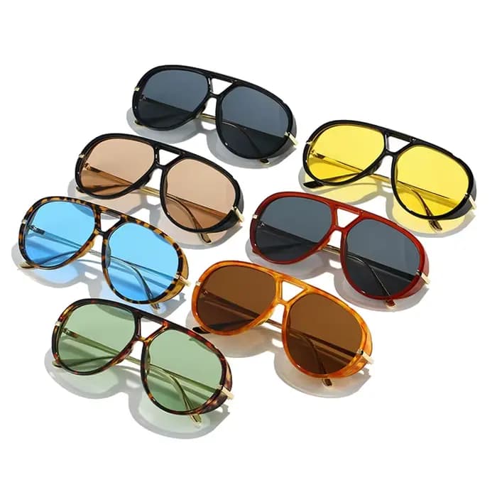 JNPCXI Lunettes de soleil oversize pilote à double pont