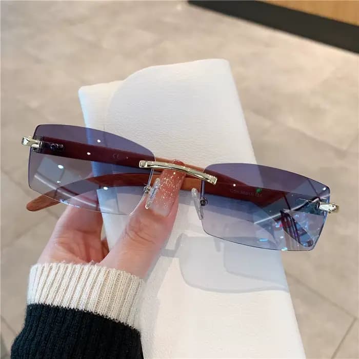 KAMMPT lunettes de soleil sans monture pour hommes femmes motif en bois marque de luxe rétro