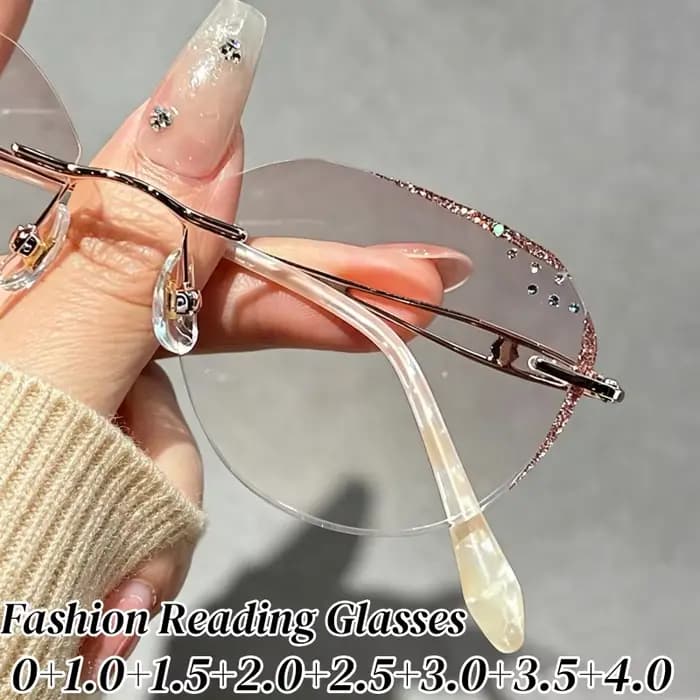 Lunettes de lecture élégantes sans monture pour femmes, design de luxe unisexe, anti-lumière bleue, presbytie, lunettes de vue de haute qualité pour hommes, 0+1.0+4.0