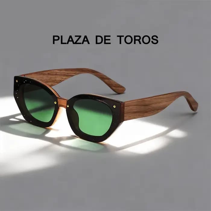 Lunettes de soleil polygonales Vintage en bois naturel pour hommes et femmes