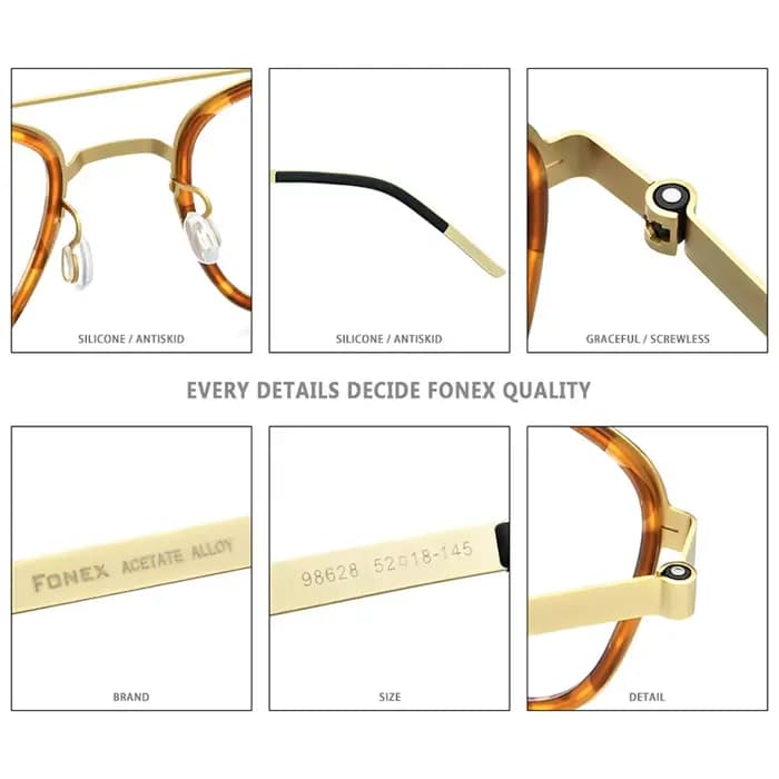 FONEX acétate alliage lunettes cadre hommes marque Design ultraléger carré