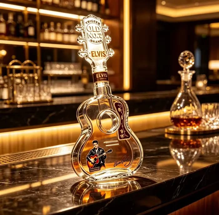 Carafe à whisky en verre vintage en forme de guitare, bouteille portable pour spiritueux et vin, conteneur de rangement, décoration artisanale de bureau pour bar, fête, table