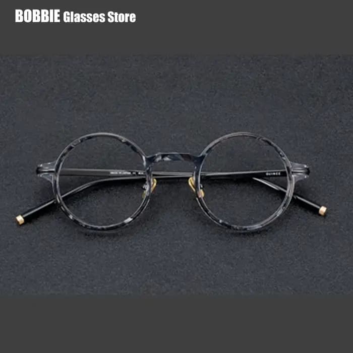 Monture de lunettes en titane et acétate fabriquée à la main au Japon, montures de lunettes rondes vintage, lunettes de vue pour hommes et femmes, mode 2024, design créatif