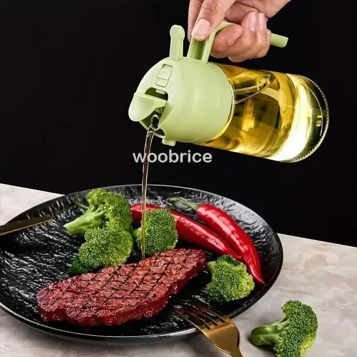 Bouteille d'huile en verre à double usage, vaporisateur d'huile de cuisine, vaporisateur d'huiles de cuisine, bouteille de pulvérisation d'huile étanche pour la maison