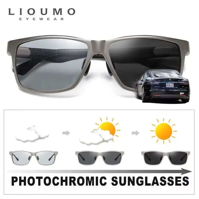 LIOUMO Top qualité photochromique lunettes de soleil polarisées pour hommes femmes cadre en Fiber de carbone