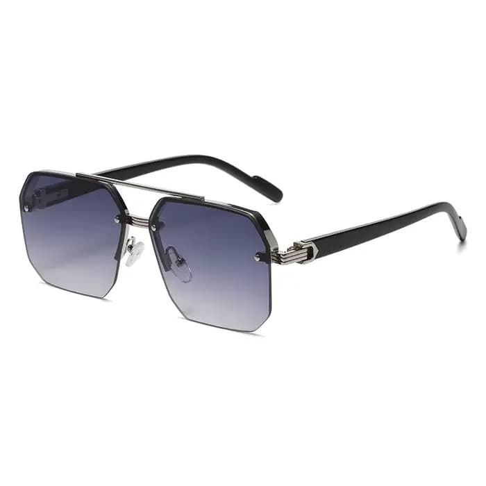Lunettes de soleil carrées en métal pour hommes