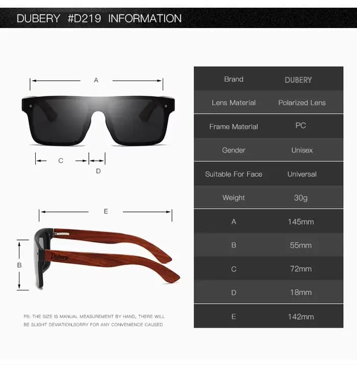 DUBERY Lunettes de soleil en bois naturel pour hommes