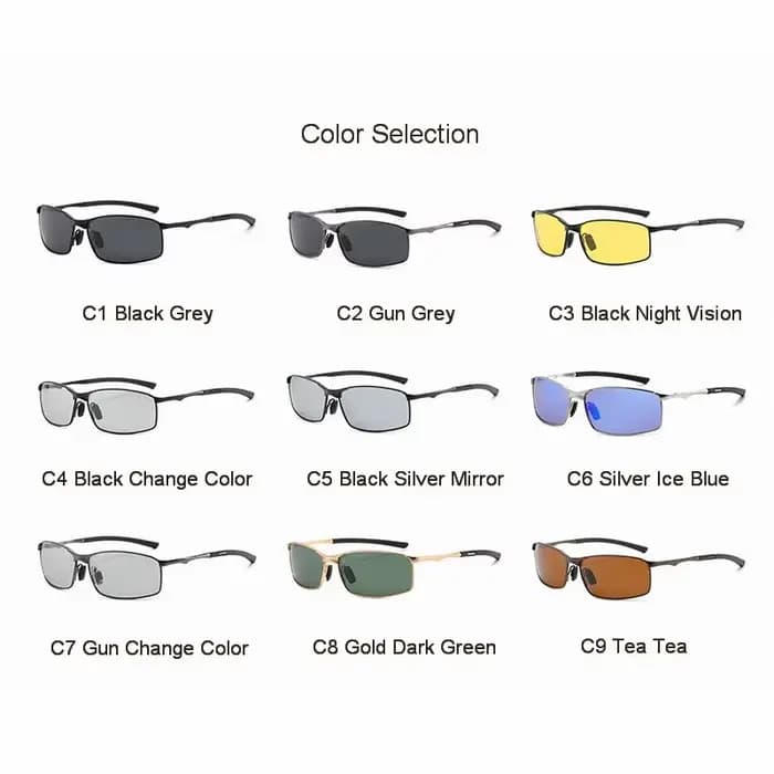 Lunettes de soleil polarisées à monture métallique rectangulaire pour hommes