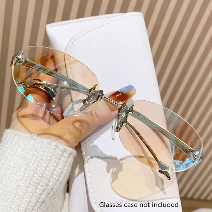 Lunettes de soleil ovales œil de chat sans cadre pour femmes