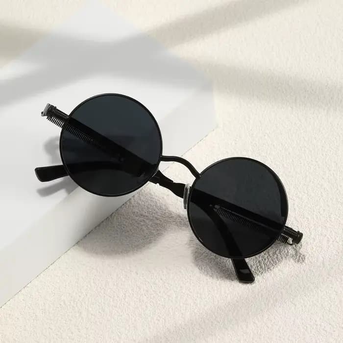 Glazzy lunettes de soleil steampunk rétro à bords ronds pour hommes