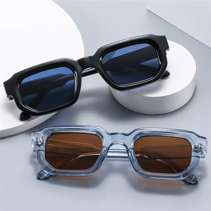 2025 mode bleu carré lunettes de soleil pour femmes hommes rétro luxe concepteur clair lentille