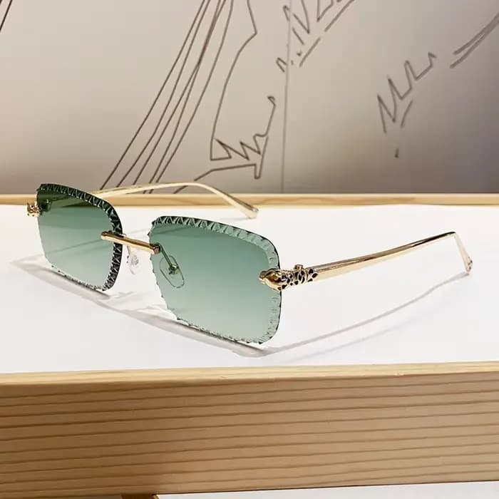 Lunettes de soleil à tête de léopard sans cadre