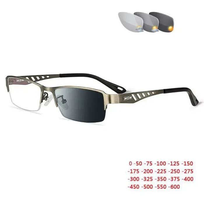 0 -0.5 -0.75 -1.0 à-6.0 soleil photochromique fini myopie lunettes femmes hommes métal demi-monture caméléon lunettes à vue courte