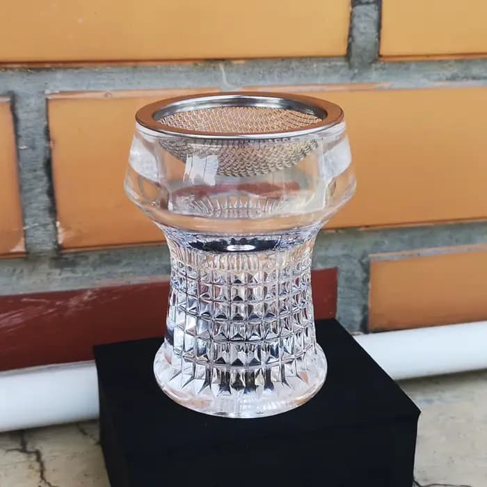 Bols à ovale guilé en verre transparent avec écrans en acier inoxydable, accessoires pour chicha, vente en gros d'usine, haute qualité, nouveau
