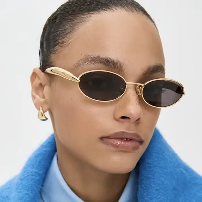 Marque de luxe cadre ovale lunettes de soleil femmes à la mode ronde petit
