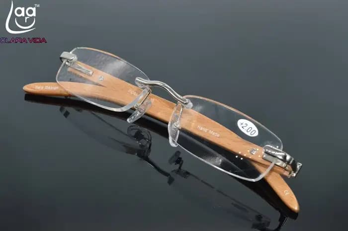 Lunettes de lecture pieds de bambou en bois sans monture pour hommes et femmes