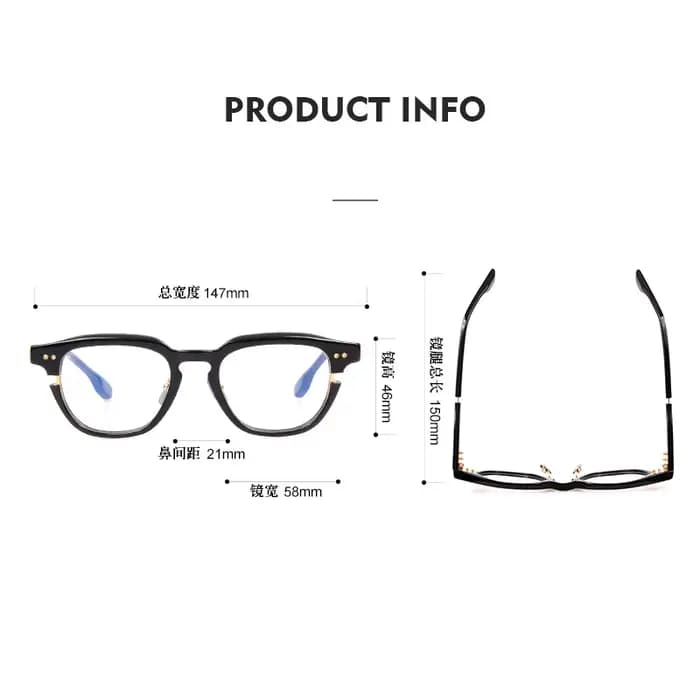 Lunettes carrées en acétate faites à la main pour hommes et femmes