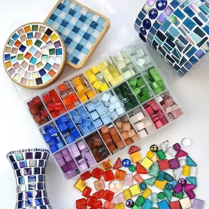 Mosaïque de verre cristal coloré, 50 pièces, fait à la main, bricolage, décoration créative pour enfants, zone d'art, pâte de peinture, matériel