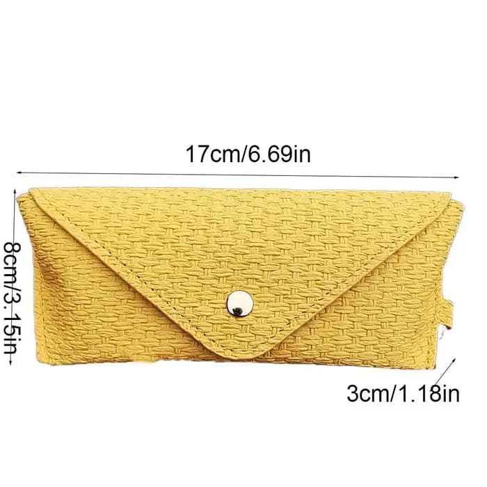 Étui à lunettes en cuir à motif tissé avec crochets