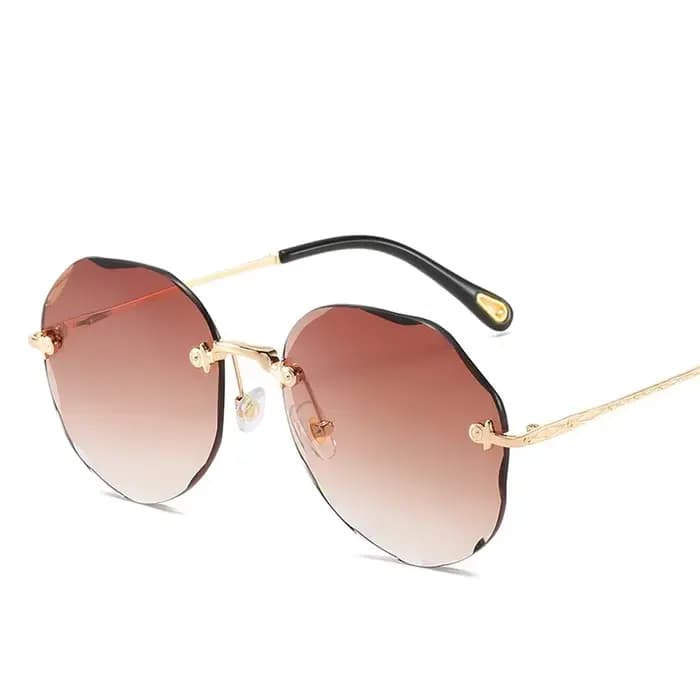 2025 nouveau élégant femme mâle Vintage mode dégradé lunettes de soleil coupe ronde sans monture