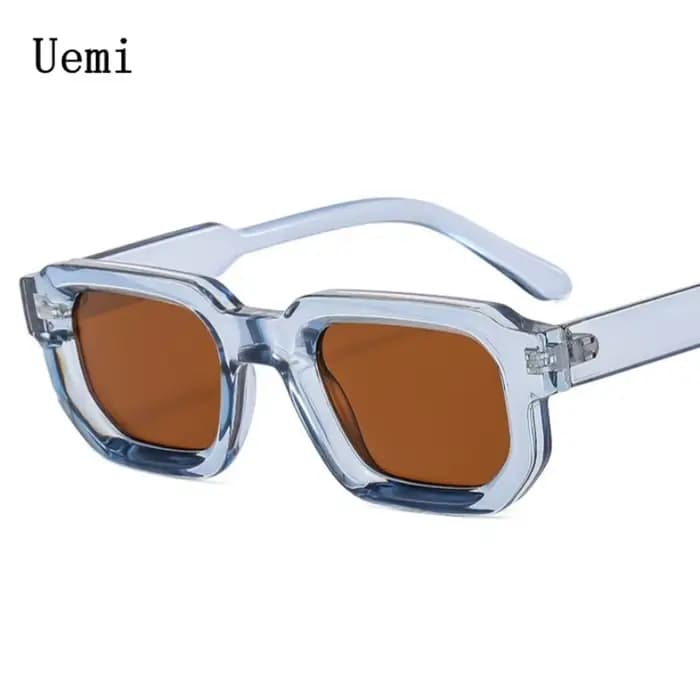 2025 mode bleu carré lunettes de soleil pour femmes hommes rétro luxe concepteur clair lentille