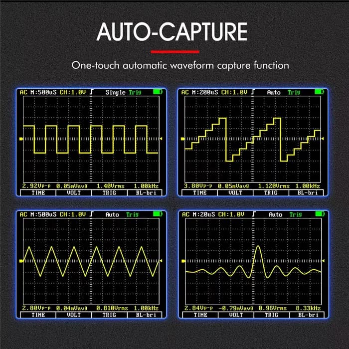 TOl'hyTOP ET2010A-Multimètre d'oscilloscope numérique portable, outil de test électrique multifonctionnel, 2 en 1, 2.5Msps, 1MHz