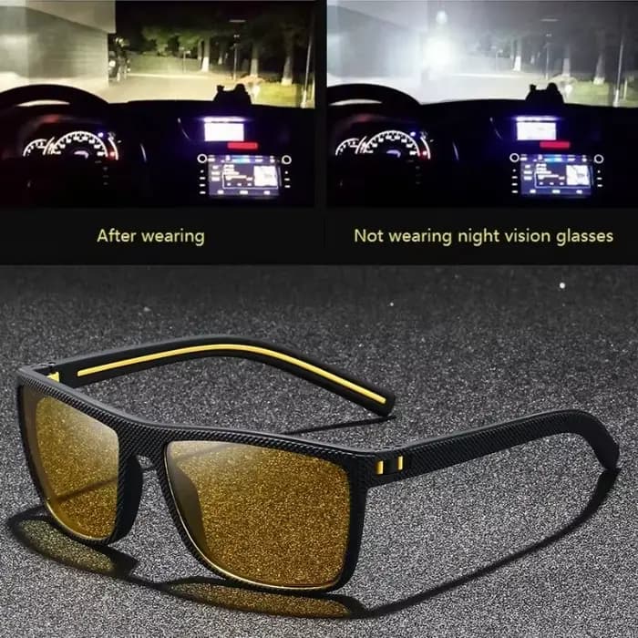 Lunettes de vision nocturne carrées jaunes vintage tendance