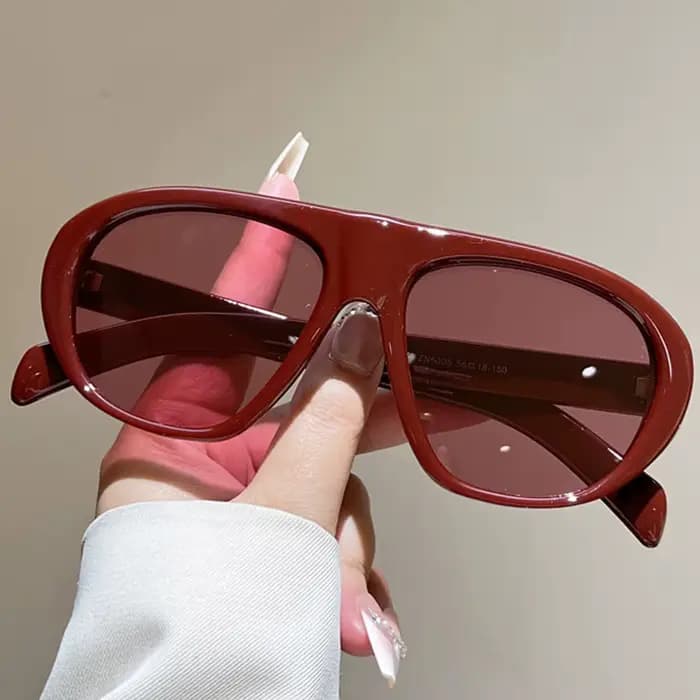 Lunettes de soleil ovales vintage dégradées rouge-bleu pour femmes