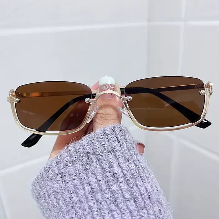 Lunettes de soleil carrées demi-monture pour femmes
