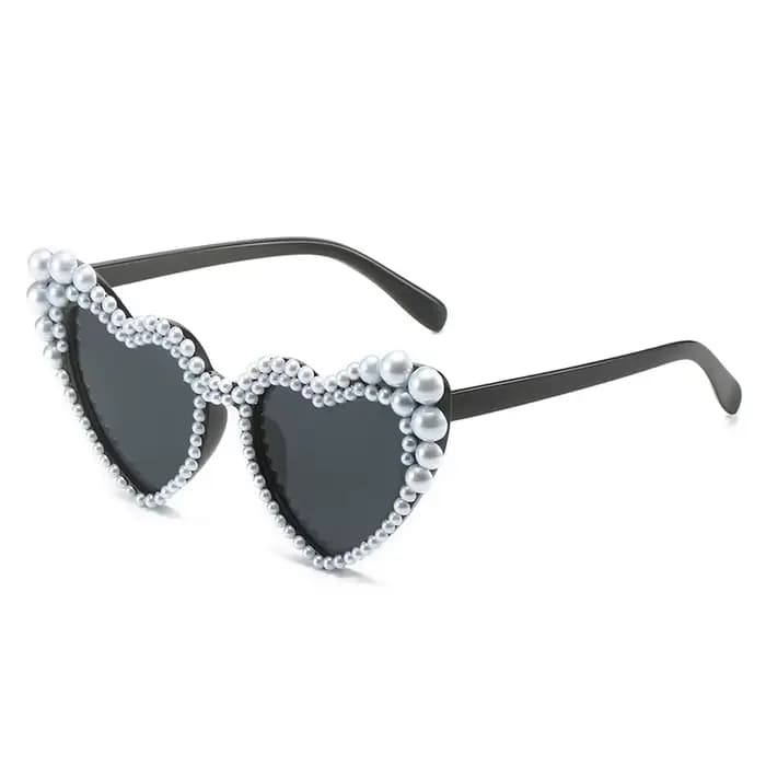 Lunettes de soleil de luxe en forme de cœur de perles pour femmes, jolies lunettes de fête de mariage pour dames, UV400, lunettes de mariée pour demoiselle d'honneur