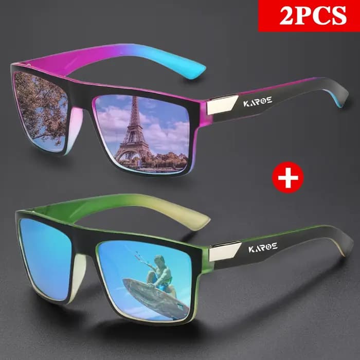 KAROS 2 pièces lunettes de soleil polarisées carrées de mode pour hommes et femmes marque de luxe concepteur conduite