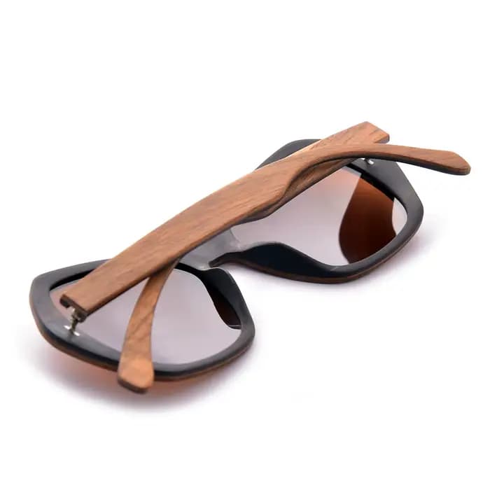 Lunettes de soleil en bois angulaire pour femmes et hommes