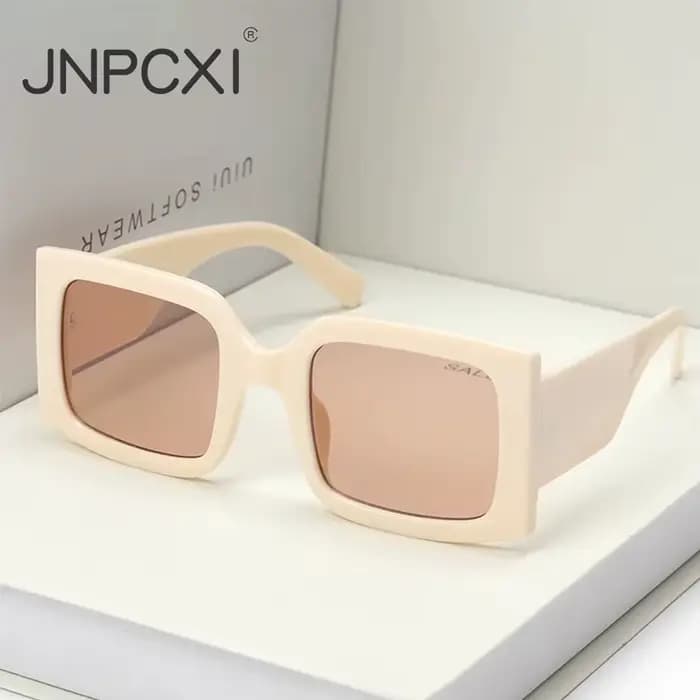 JNPCXI Lunettes de soleil rectangulaires vintage beiges pour femmes