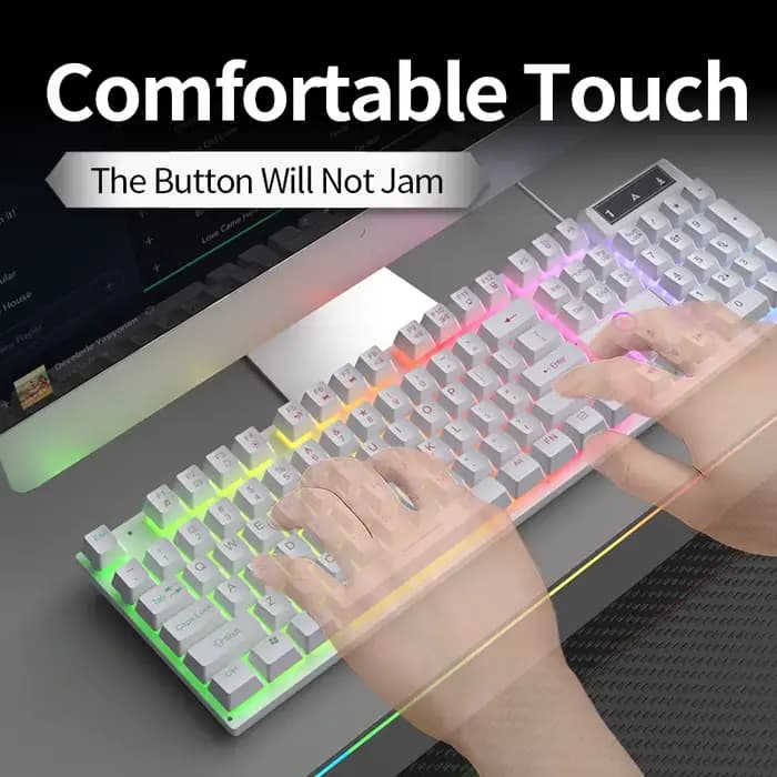 Clavier de jeu filaire USB, 104 touches compatibles avec ordinateur/ordinateur/PC Windows, conception ergonomique, accessoires de bureau et de jeu
