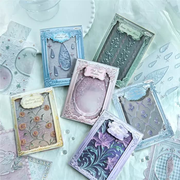 10 pièces de papier de fond décoratif rétro en verre souple, série Jardin, à motifs en relief, pour DIY, Junk Journal, Scrapbooking et cartes