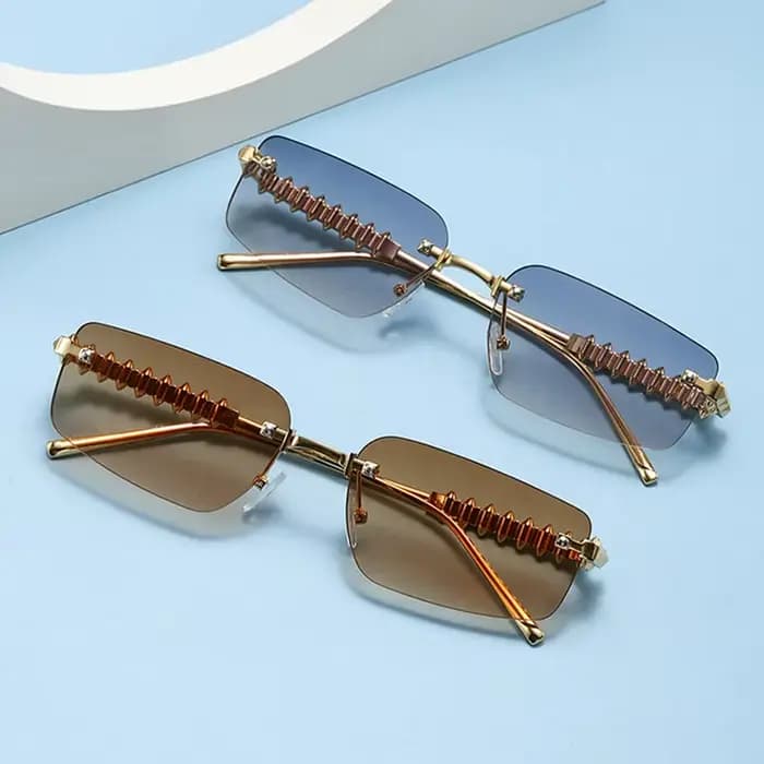 Lunettes de soleil vintage sans monture pour femmes et hommes