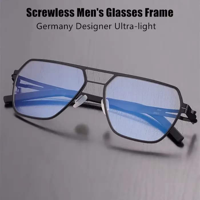 Monture de lunettes sans vis de marque allemande, grande taille pour hommes, style pilote à double pont, lunettes ultra-légères faites à la main pour femmes