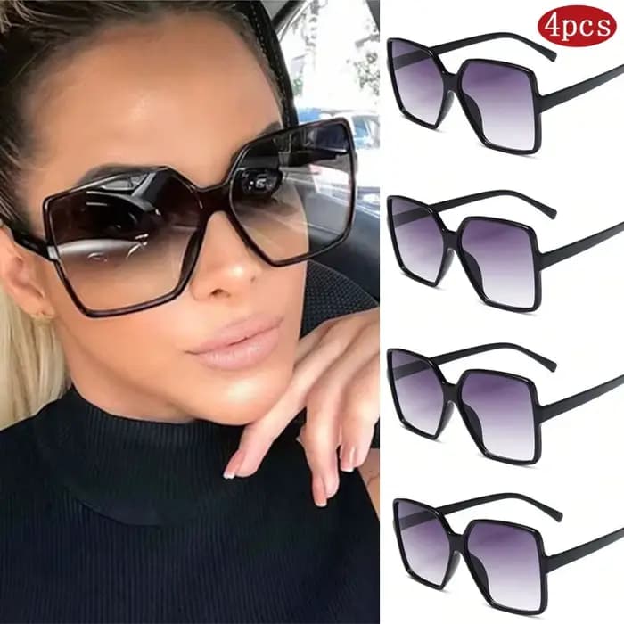 1/3/4/5 pièces mode surdimensionné carré lunettes de soleil femmes marque de luxe personnalité dégradé