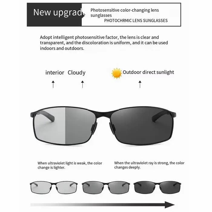 Lunettes de soleil polarisées à monture métallique rectangulaire pour hommes
