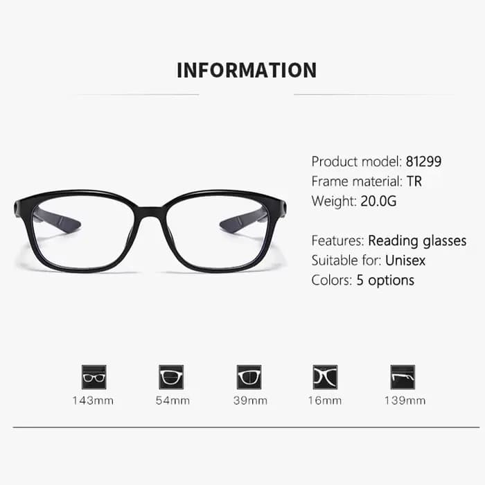 Lunettes de lecture multifocales progressives photochromiques (légères adaptées) monture TR
