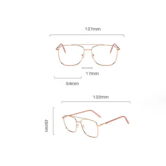 Lunettes anti-radiation à double pont en verre pour femmes – Monture métallique – Verres optiques bloquant la lumière – Promotion